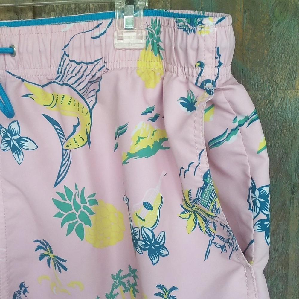 Nautica Pale Orchid Island Scene Print Swim Trunks - Men's XL - Picture 2 of 5